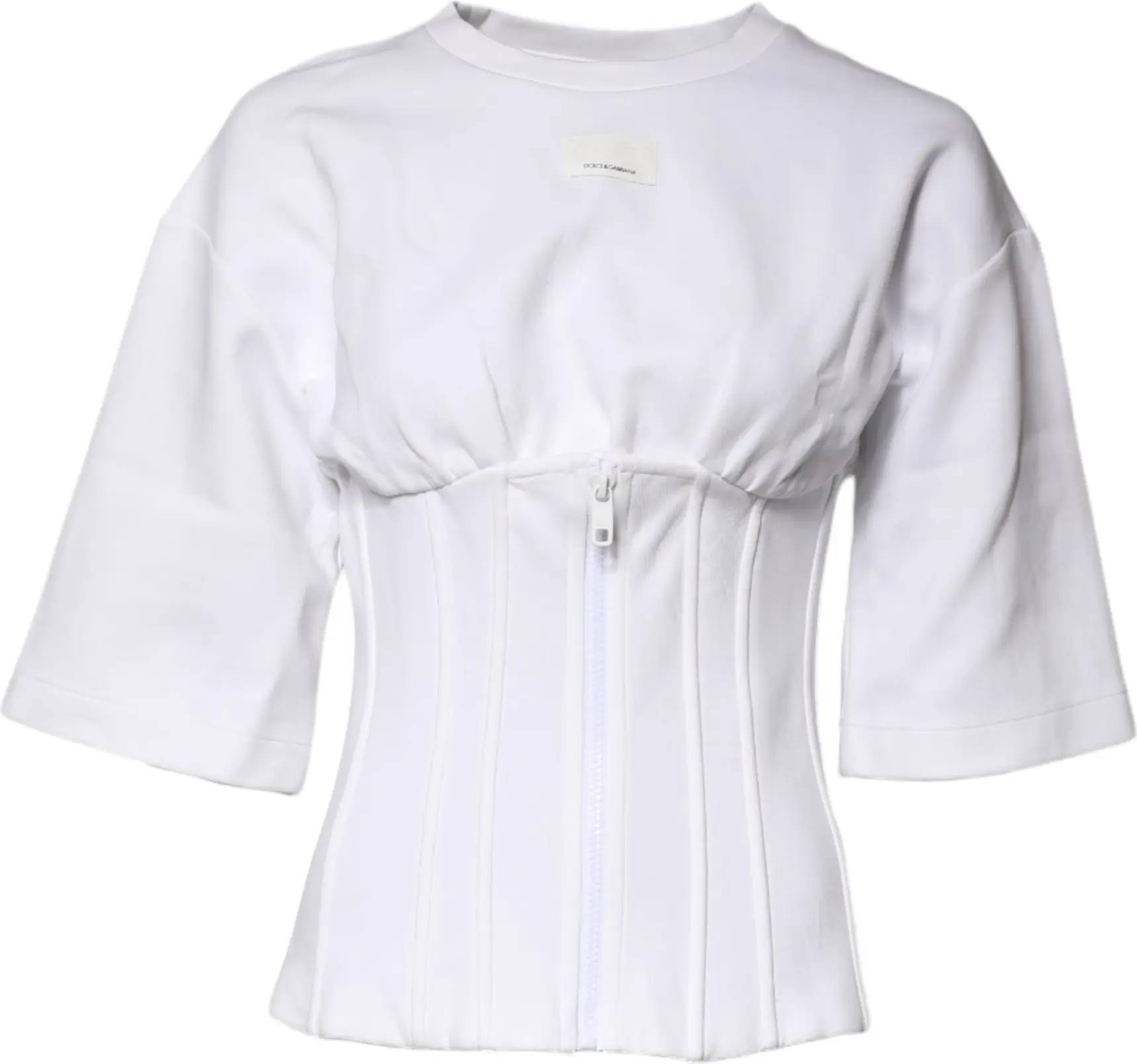 Dolce & Gabbana oq paxta aralashmasidan tikilgan 3/4 qisma yengli bluzka