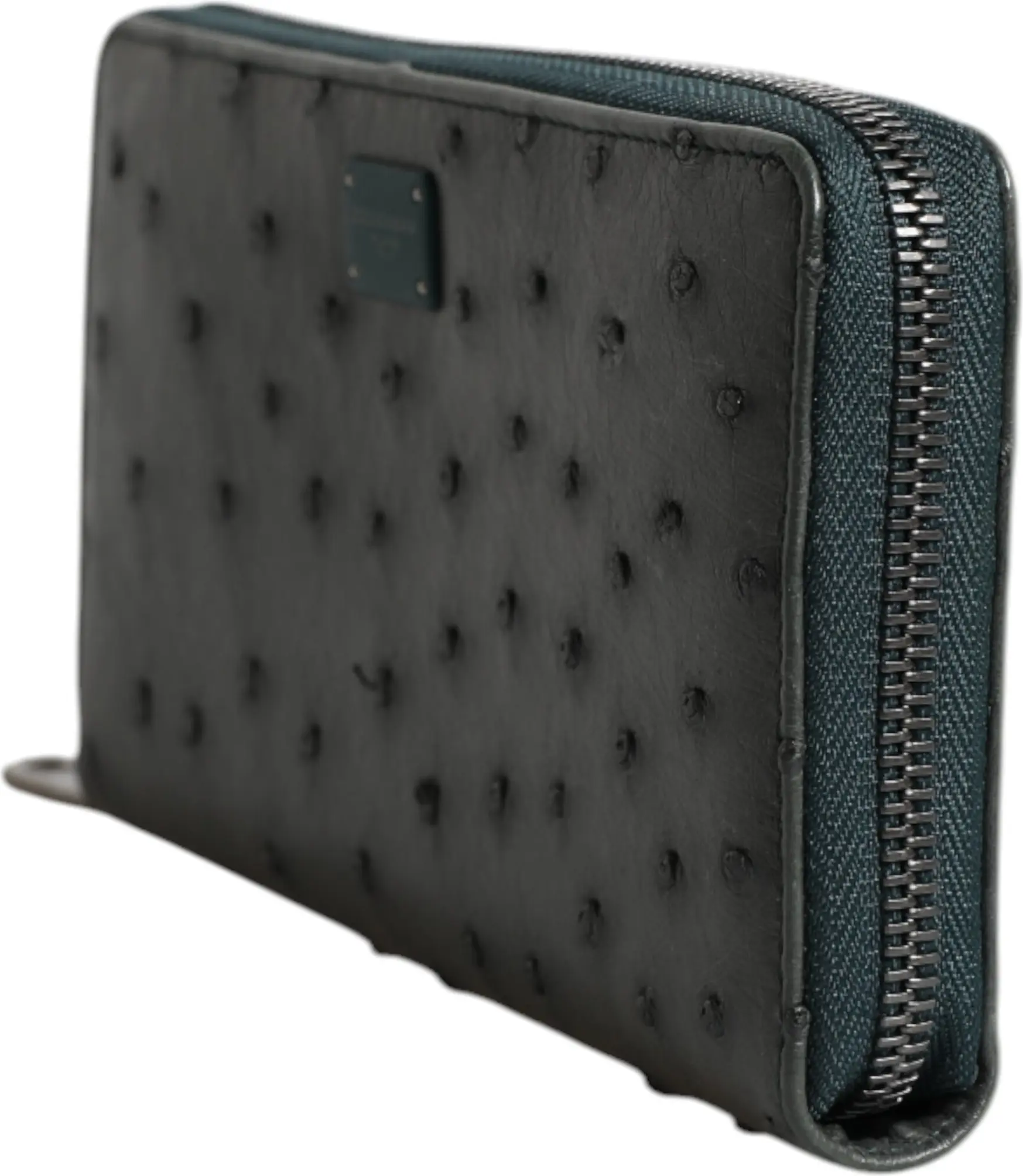 Wallet Dolce & Gabbana Green Ostrich Logo Plaque Zip Around Continental Wallet