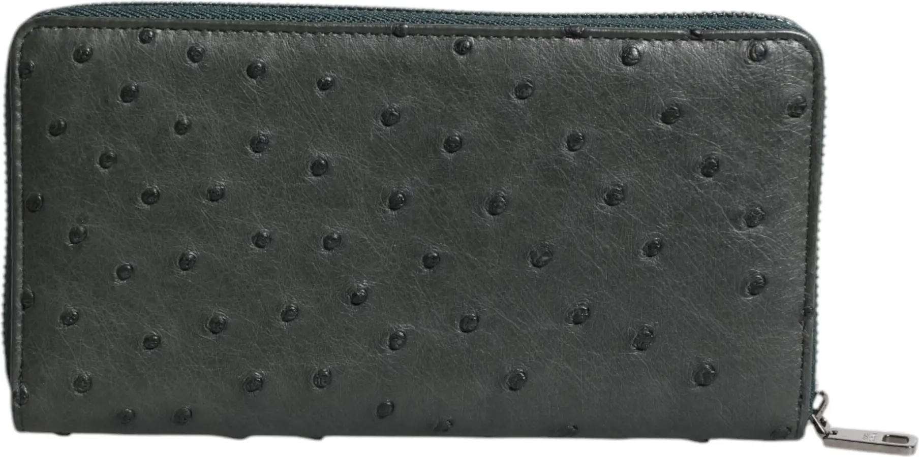 Wallet Dolce & Gabbana Green Ostrich Logo Plaque Zip Around Continental Wallet