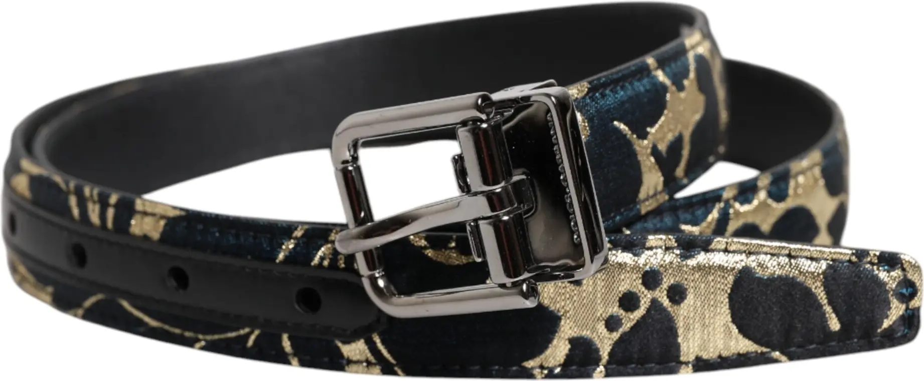 Belt Dolce & Gabbana Multicolor Jacquard Leather Logo Buckle Belt