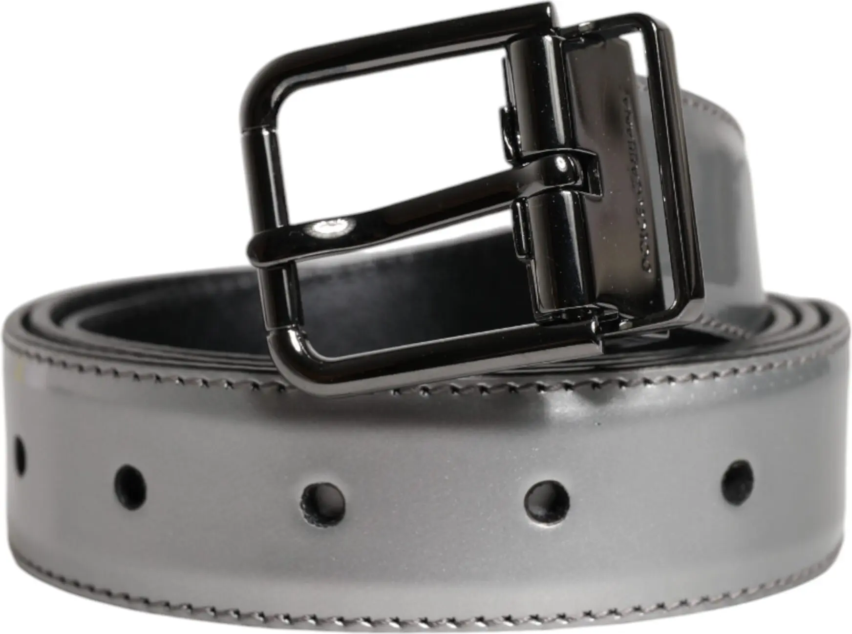Belt Dolce & Gabbana Silver Leather Classic Metal Logo Buckle