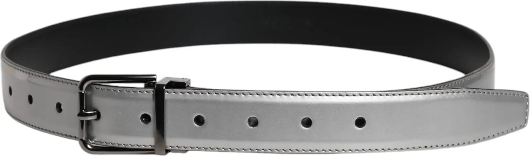 Belt Dolce & Gabbana Silver Leather Classic Metal Logo Buckle