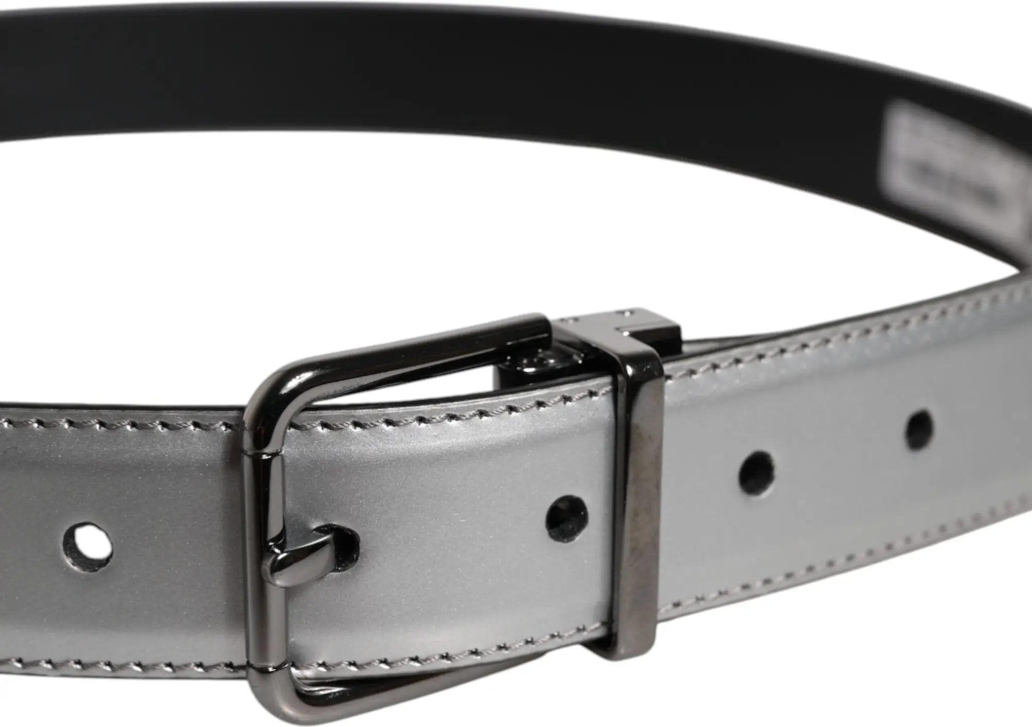 Belt Dolce & Gabbana Silver Leather Classic Metal Logo Buckle