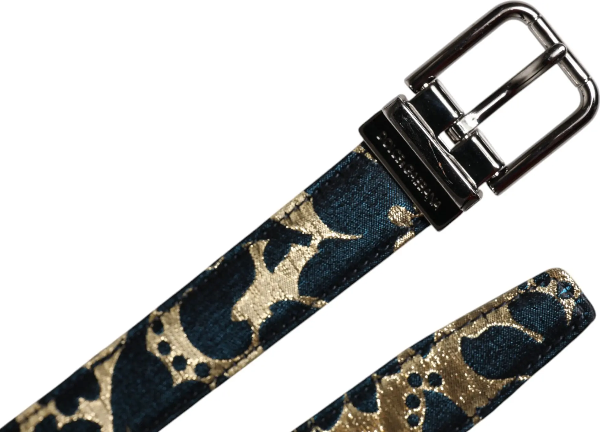 Ремень Dolce & Gabbana с пряжкой, из разноцветного жаккарда и натуральной кожи