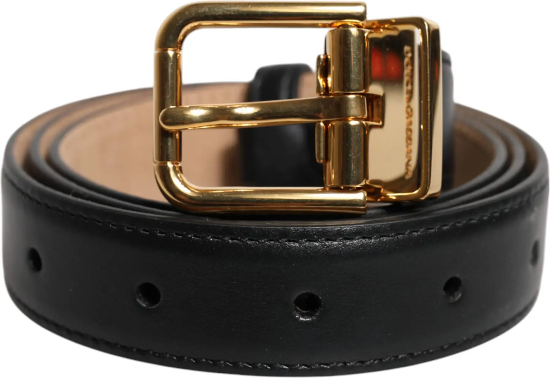 Belt Dolce & Gabbana Black Leather Logo Metal Waist Buckle Belt