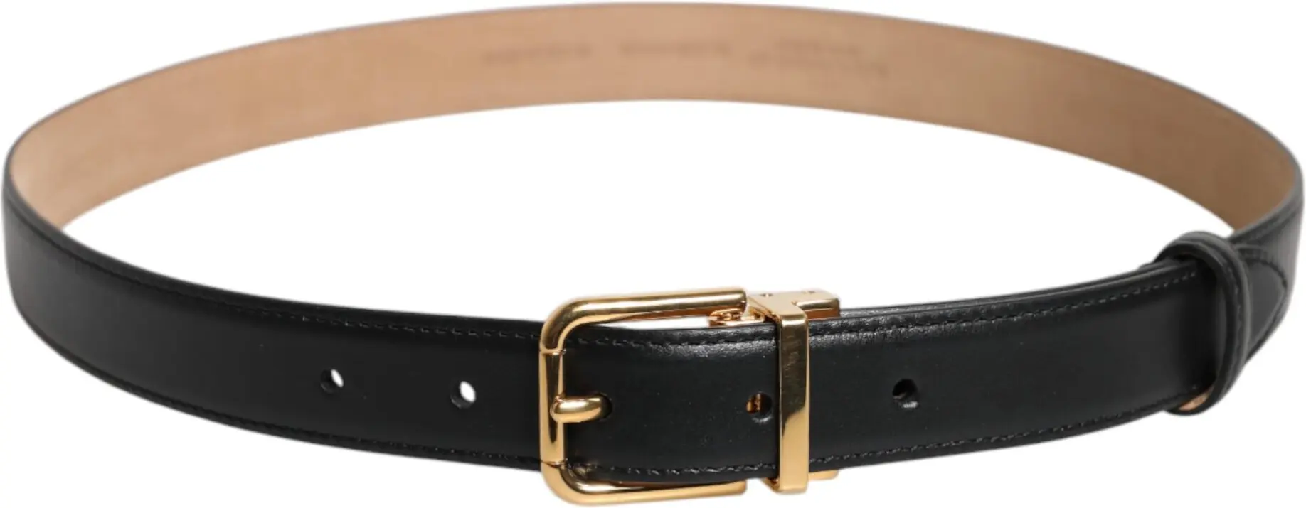 Belt Dolce & Gabbana Black Leather Logo Metal Waist Buckle Belt