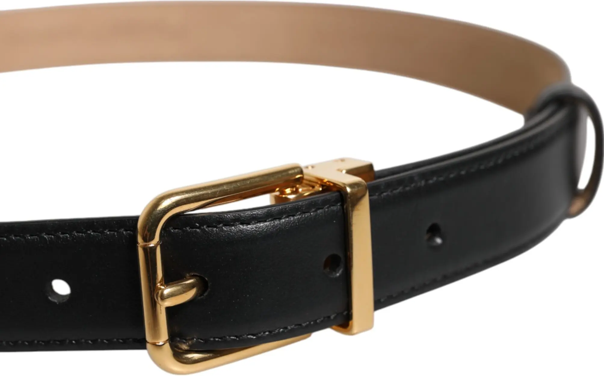Belt Dolce & Gabbana Black Leather Logo Metal Waist Buckle Belt