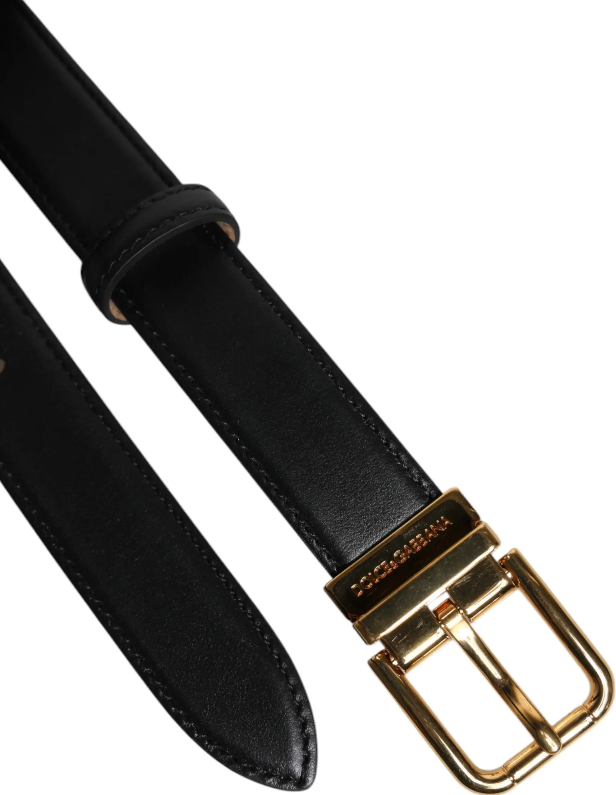 Belt Dolce & Gabbana Black Leather Logo Metal Waist Buckle Belt