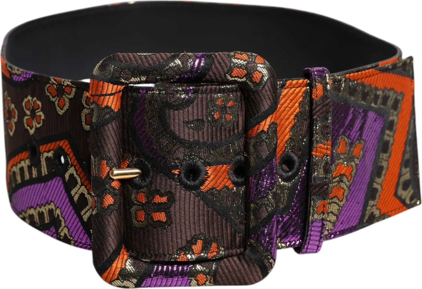 Belt Dolce & Gabbana Multicolor Floral Jacquard Lurex Wide Waist Buckle