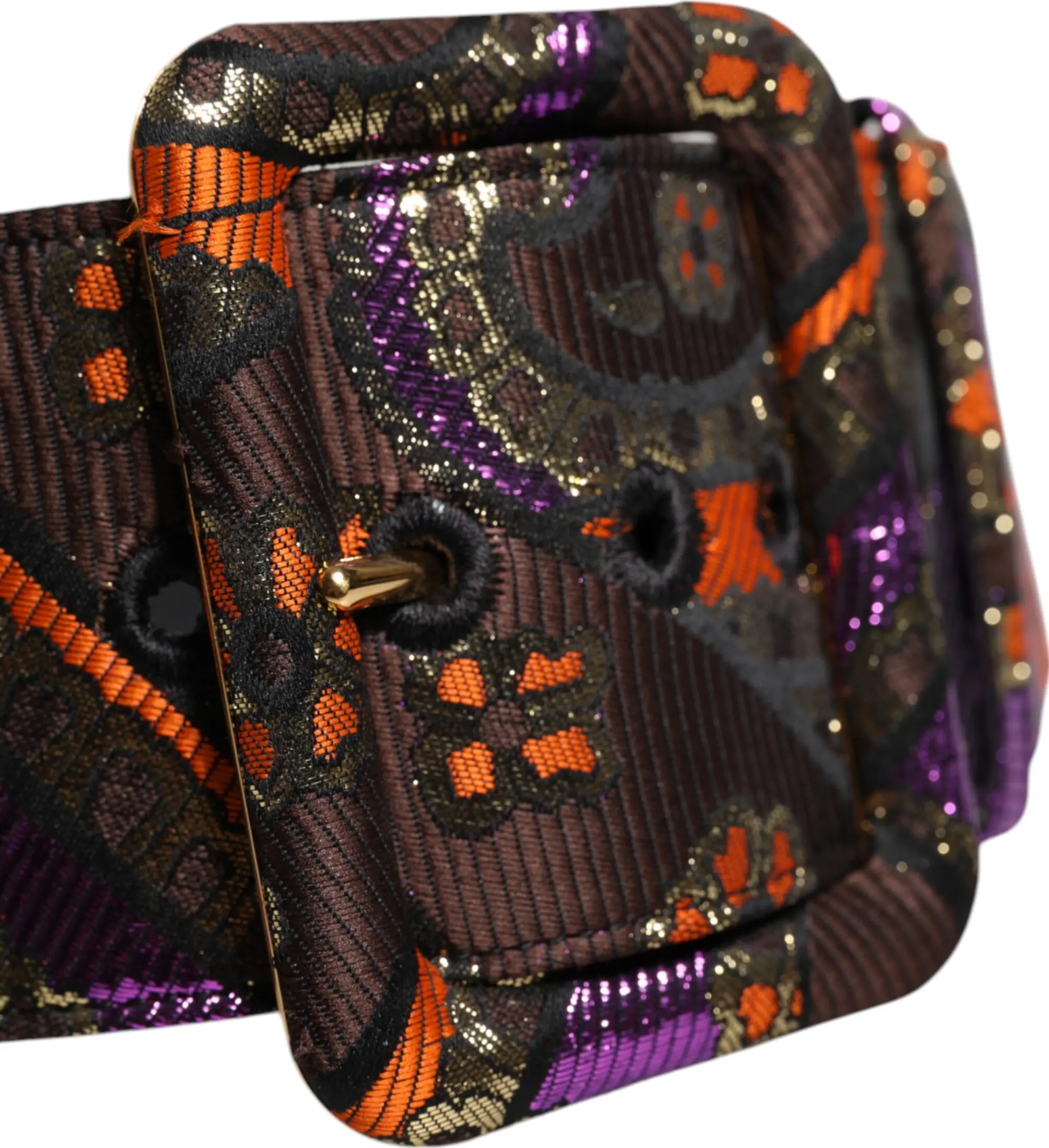 Belt Dolce & Gabbana Multicolor Floral Jacquard Lurex Wide Waist Buckle