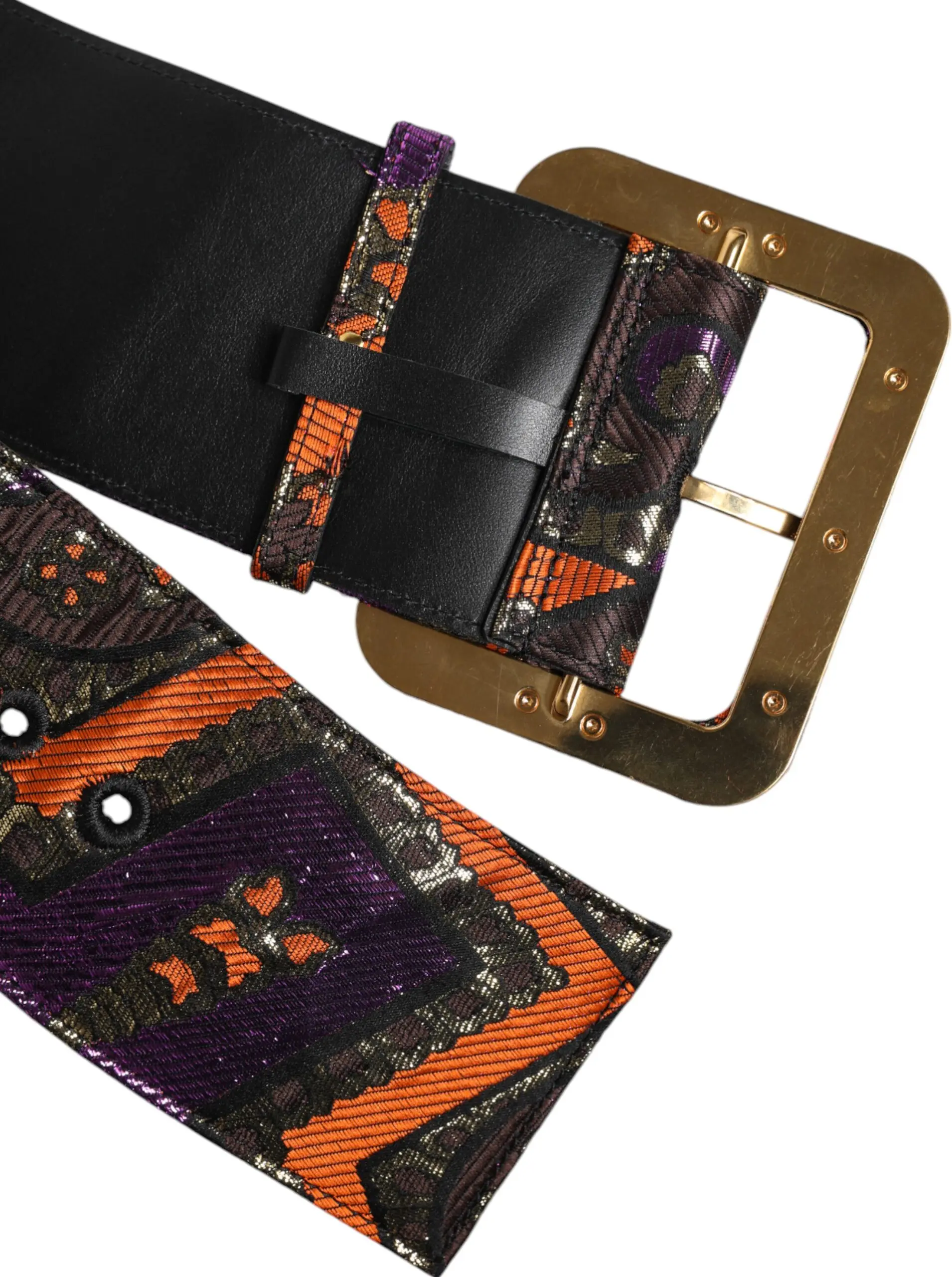 Belt Dolce & Gabbana Multicolor Floral Jacquard Lurex Wide Waist Buckle