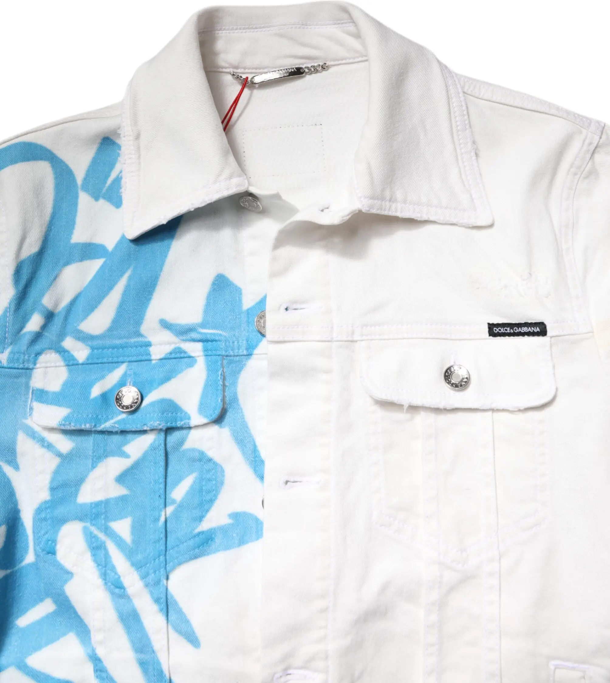 Джинсовая куртка Dolce & Gabbana White Graffiti из хлопка стрейч