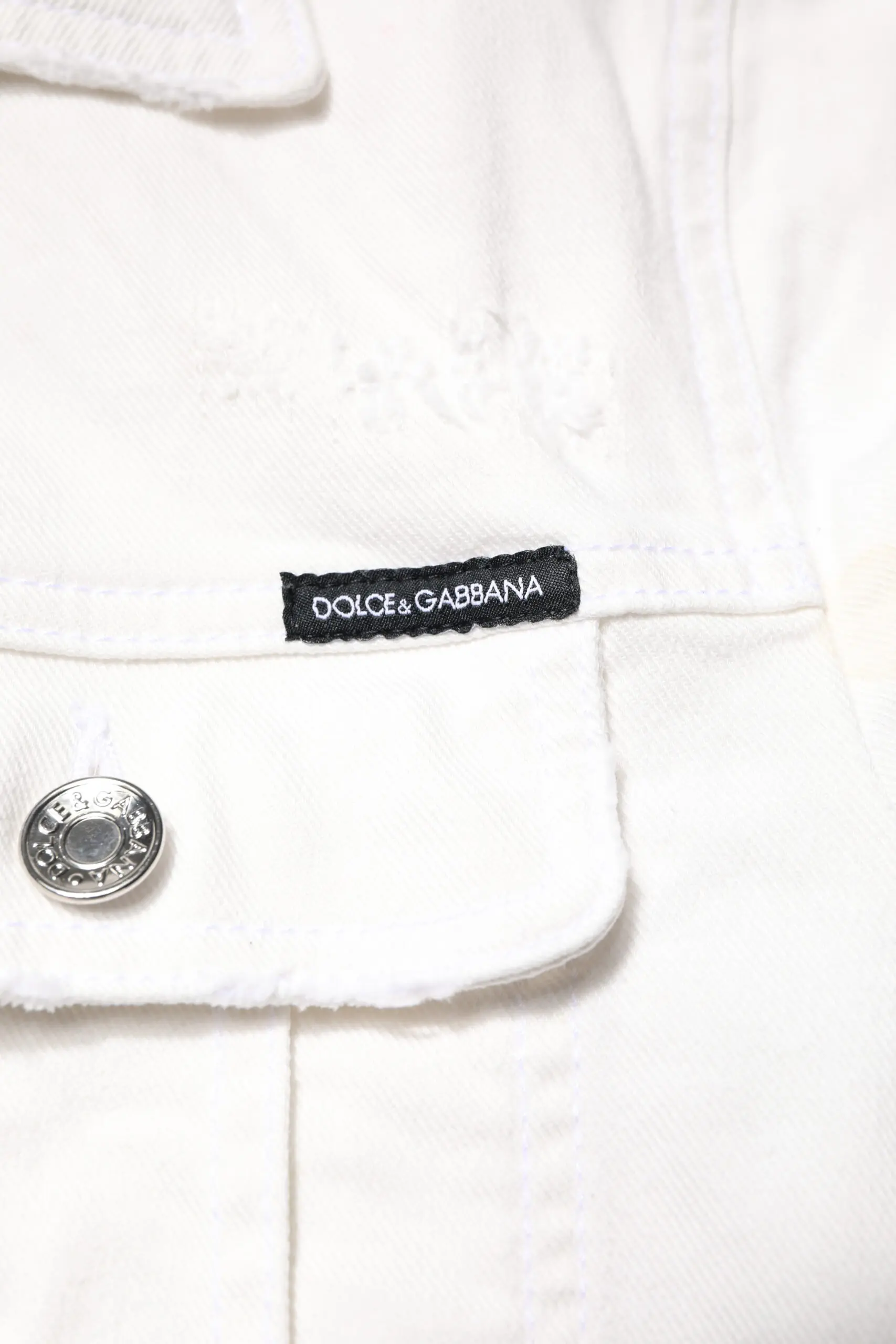 Джинсовая куртка Dolce & Gabbana White Graffiti из хлопка стрейч