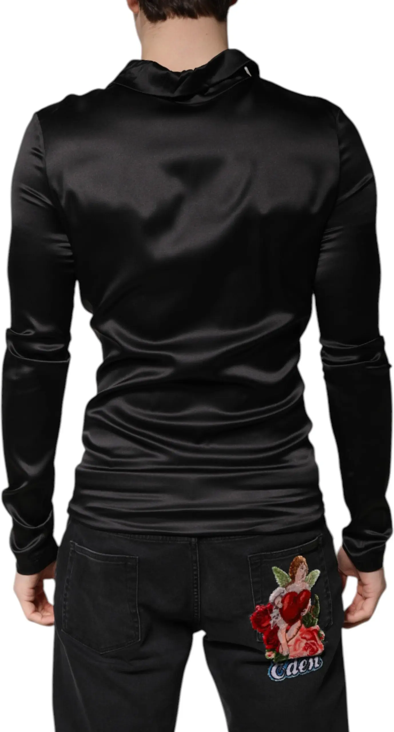 Dolce & Gabbana Black Silk Turtleneck Men Pullover Sweater