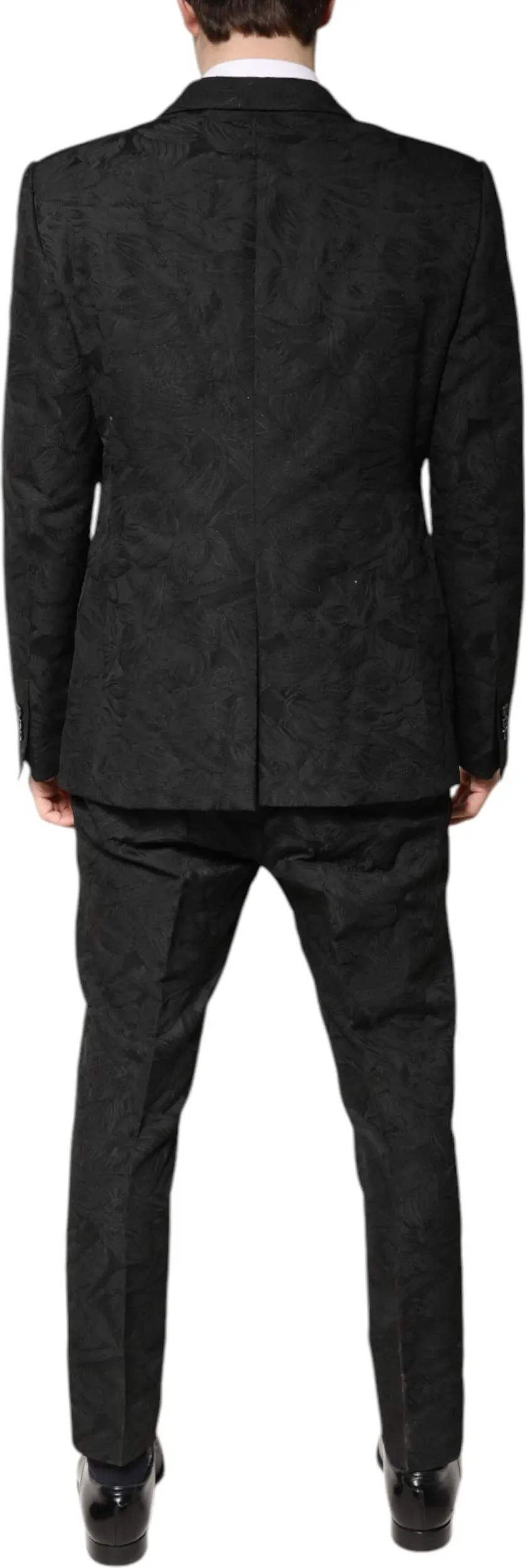 Qora Polyester Gullar Jacquard 2 Parçali Kostyum Dolce & Gabbana