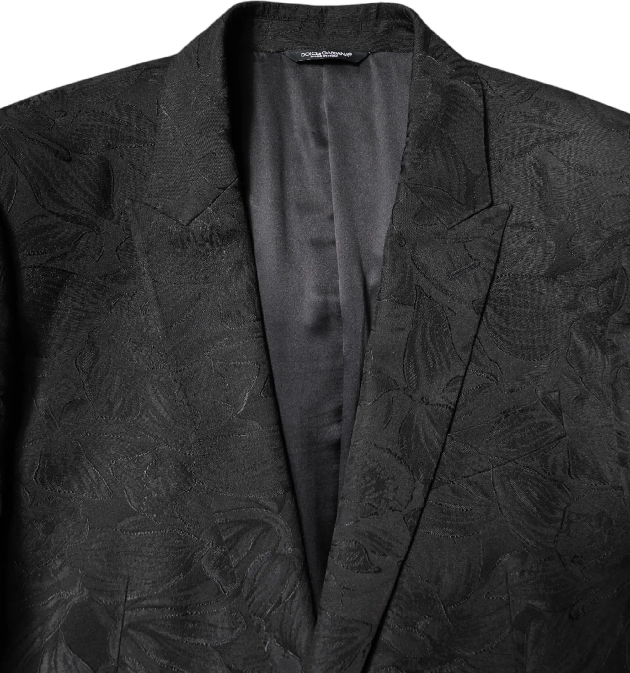 Qora Polyester Gullar Jacquard 2 Parçali Kostyum Dolce & Gabbana