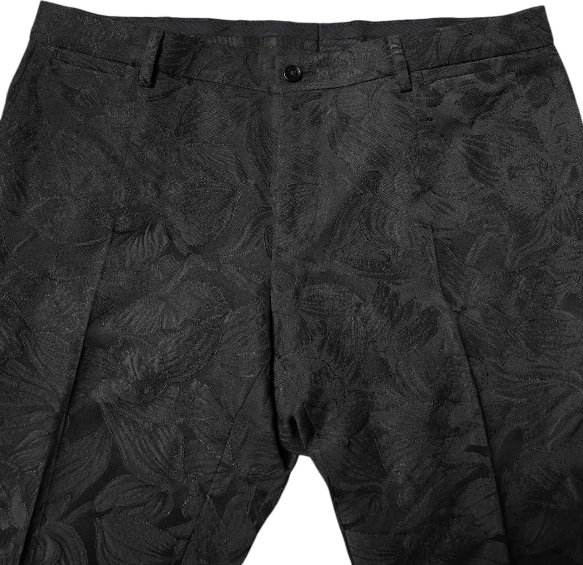Qora Polyester Gullar Jacquard 2 Parçali Kostyum Dolce & Gabbana