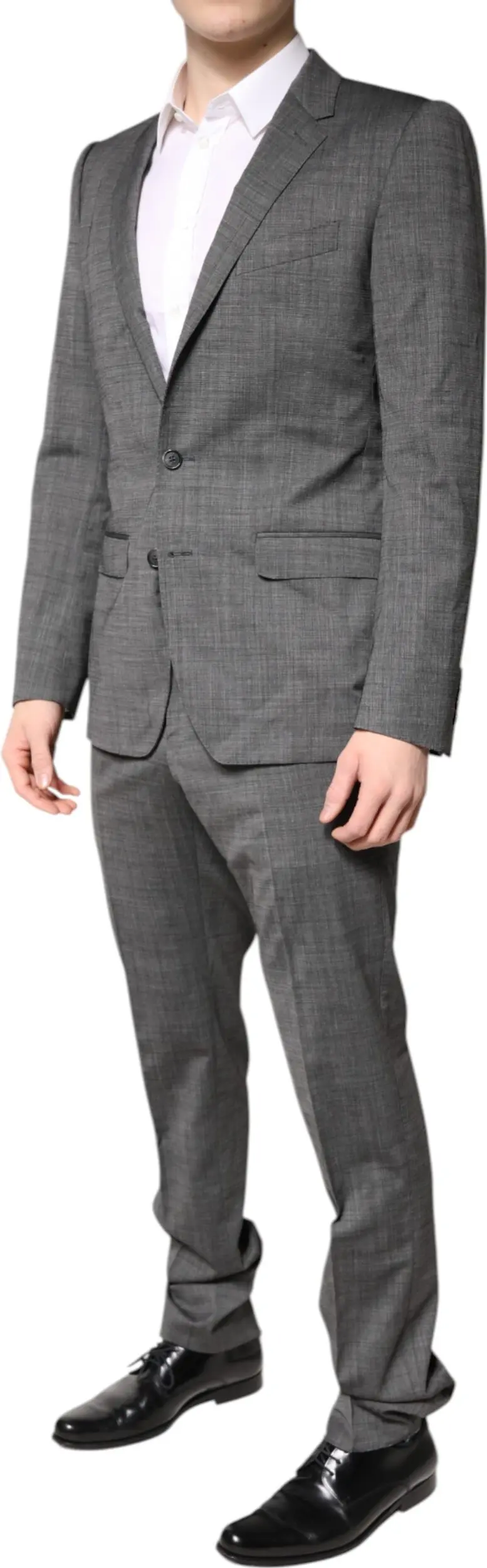 Gray Wool Single Breasted 2 Piece Suit