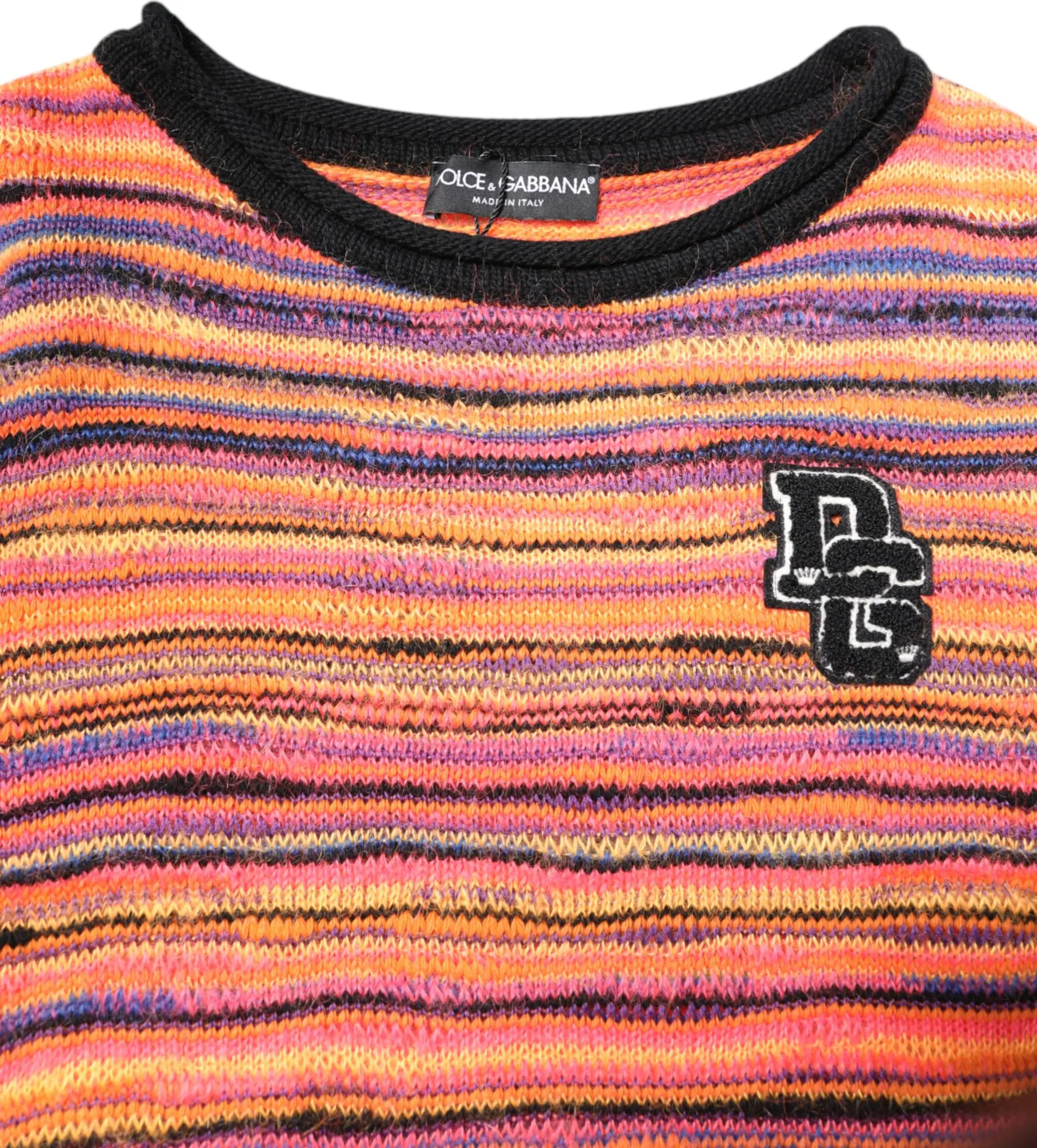 Dolce & Gabbana Multicolor Wool DGLogo Knit Pullover Sweater