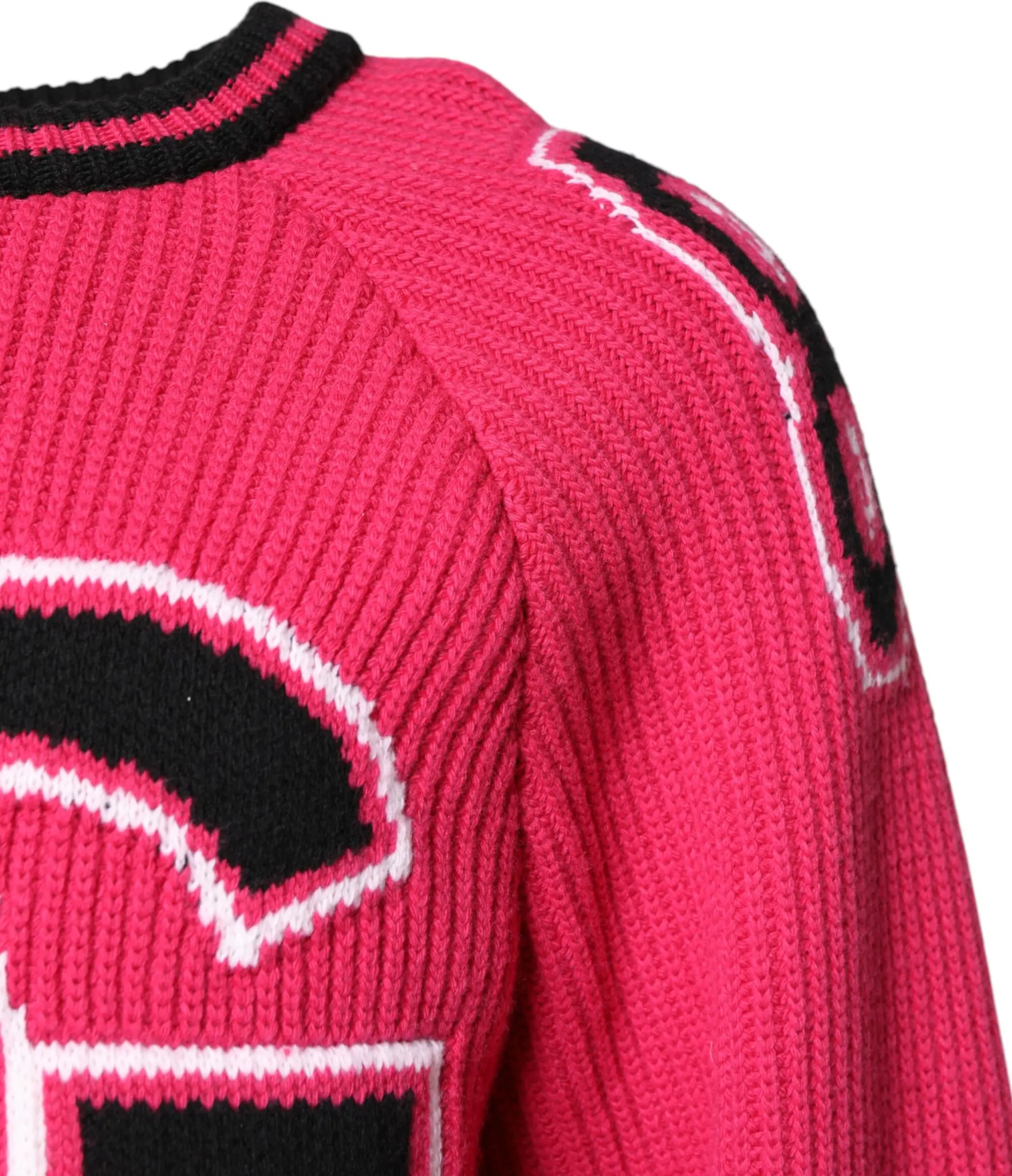 Dolce & Gabbana Pink Cotton Logo Print Knit Pullover Sweater