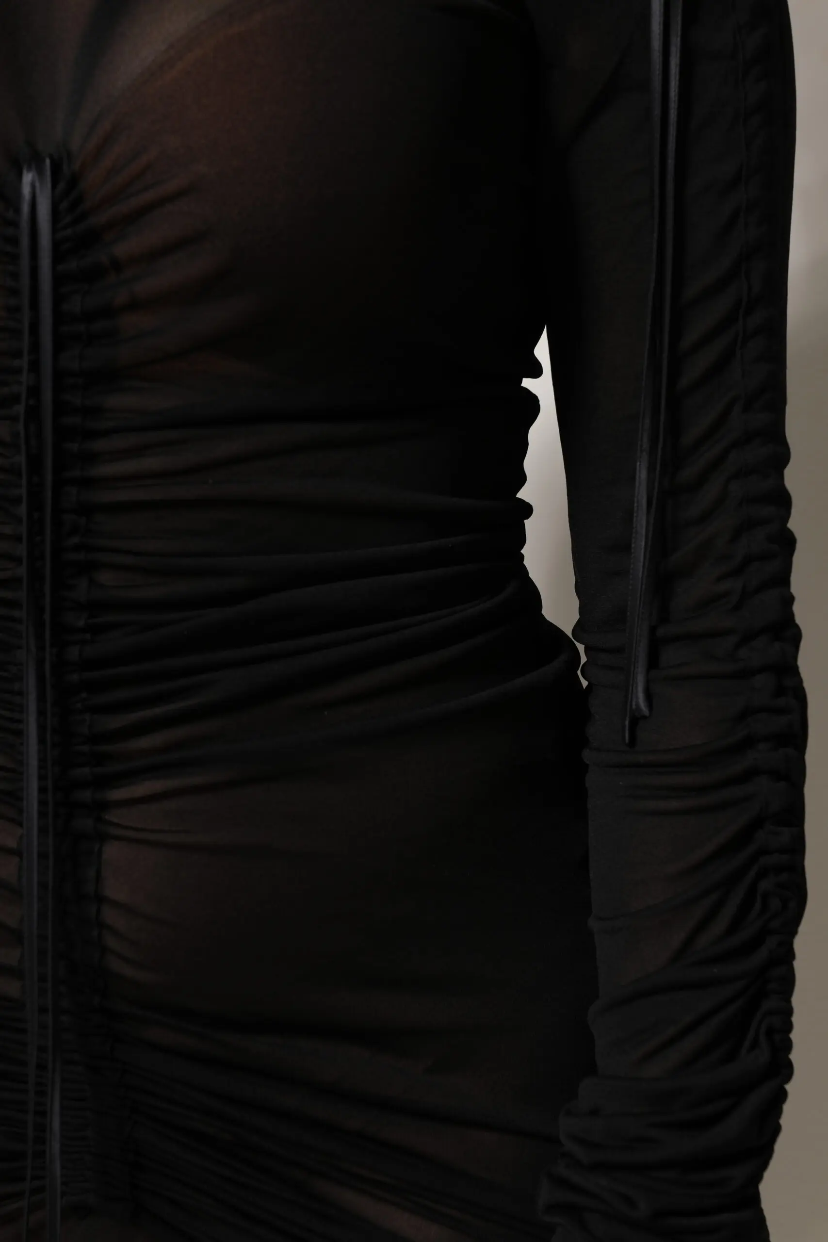 Black Mesh Trim Bodycon Long Sheath Dress Dolce & Gabbana