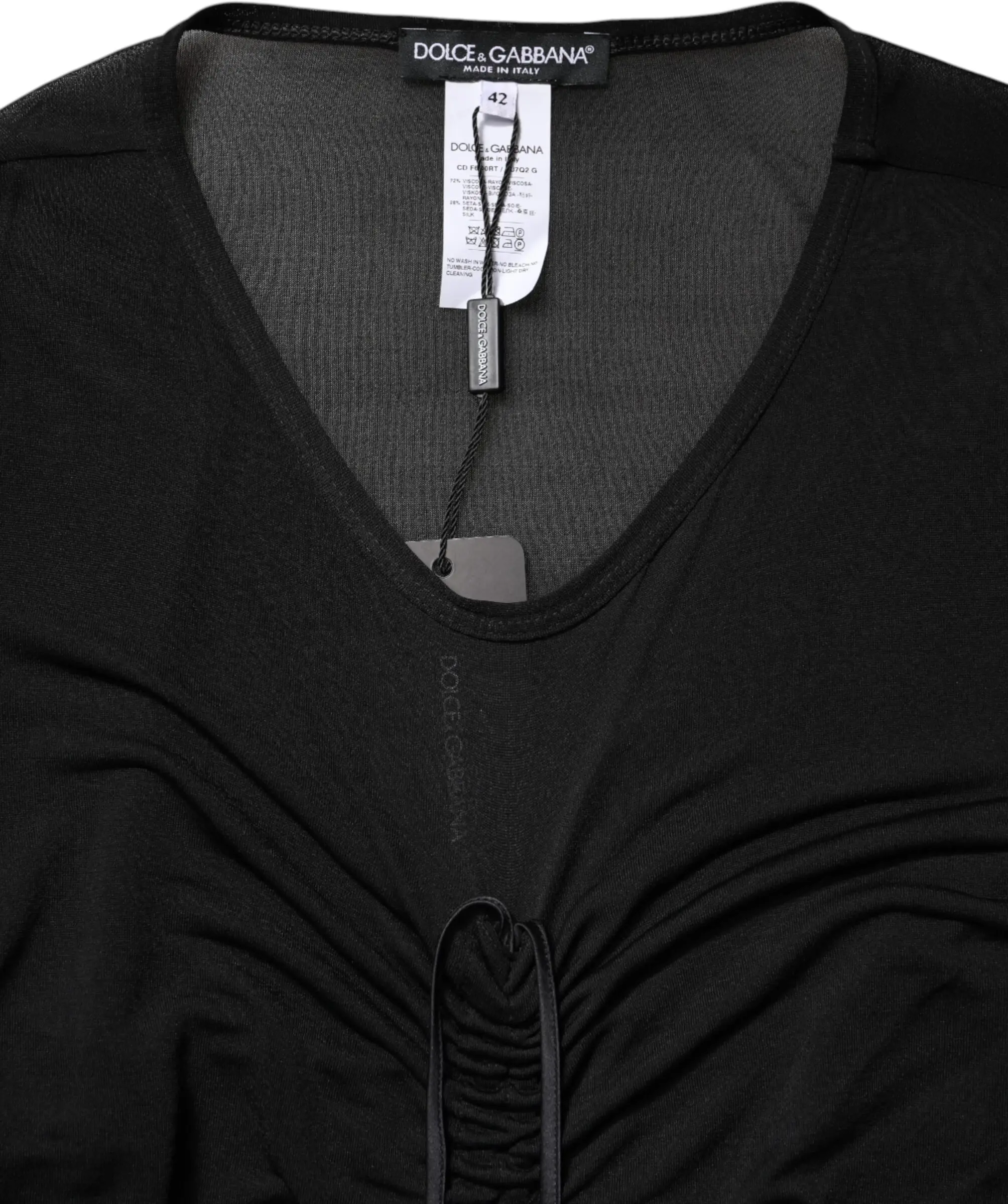 Black Mesh Trim Bodycon Long Sheath Dress Dolce & Gabbana