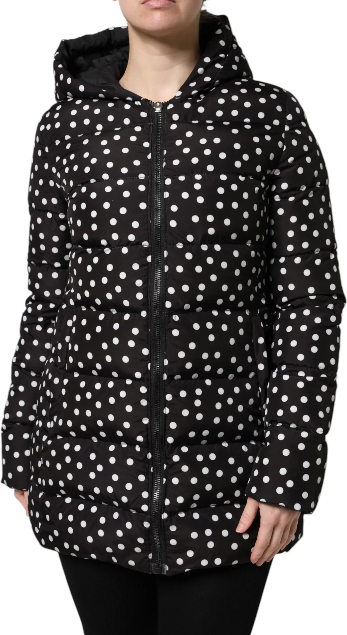Black Puffer Hooded Zip Reversible Jacket Dolce & Gabbana