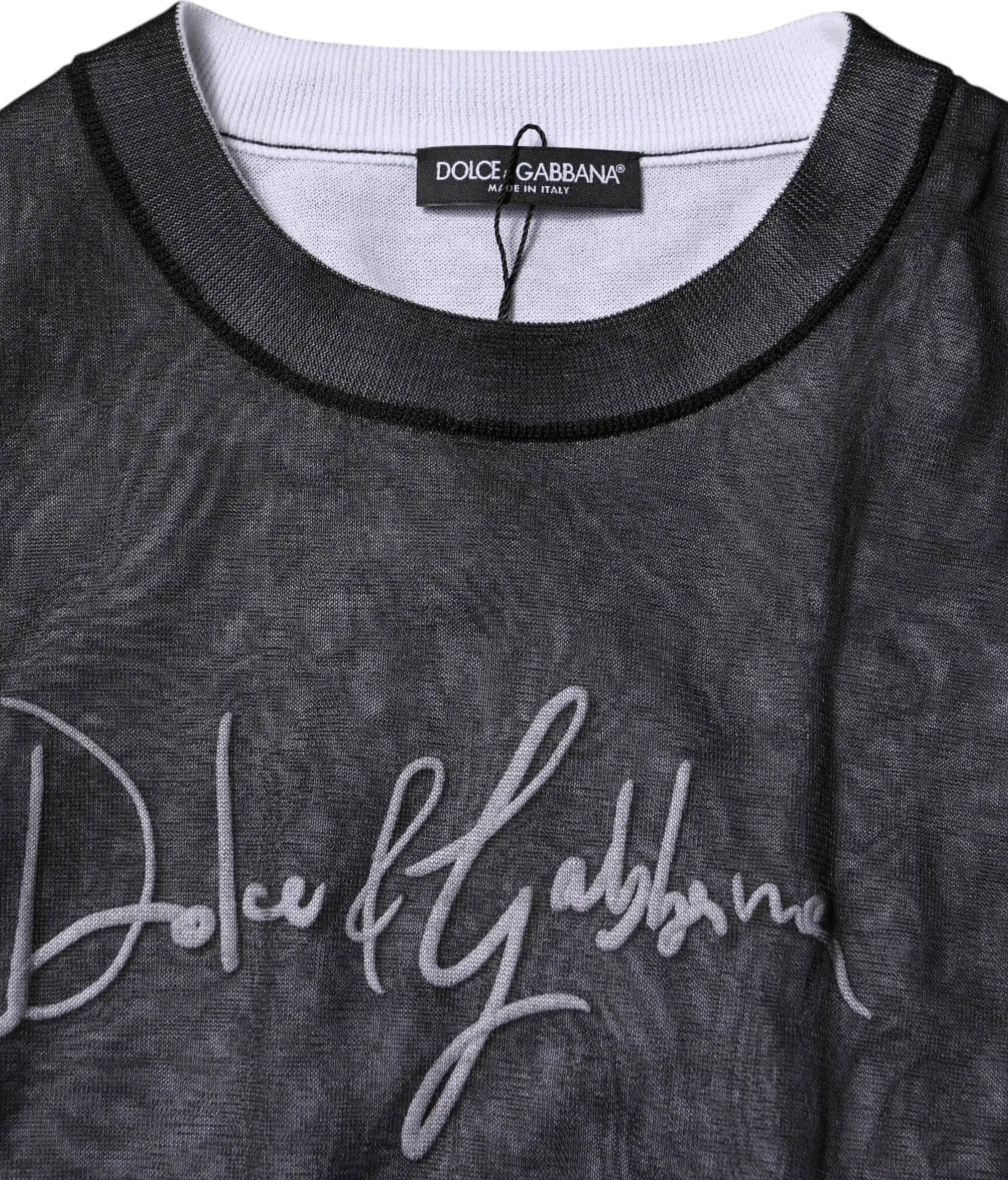 Dolce & Gabbana Black White Logo Knitted Pullover Sweater