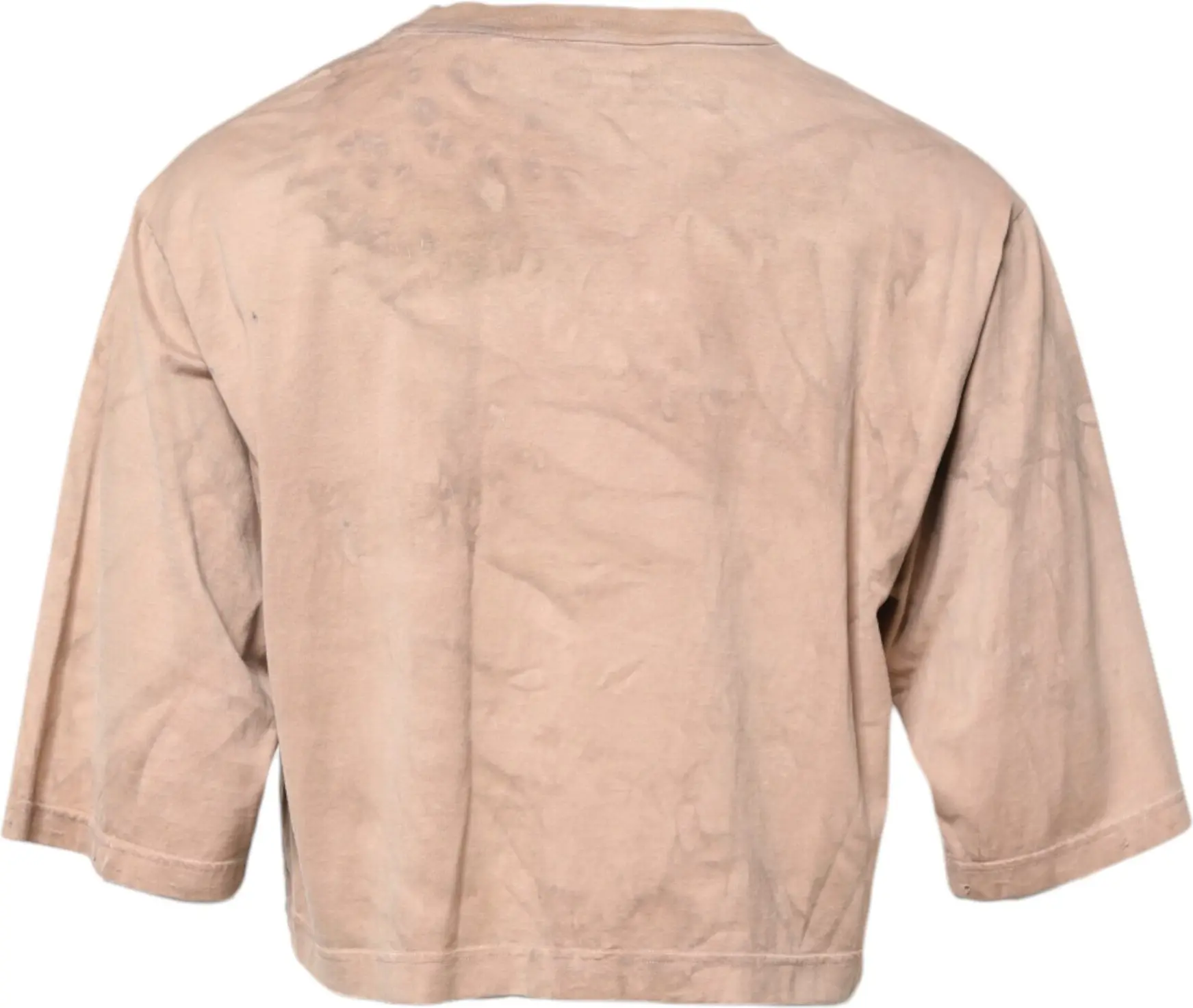 Beige Tie Dye Logo Print Cropped T-shirt Dolce & Gabbana