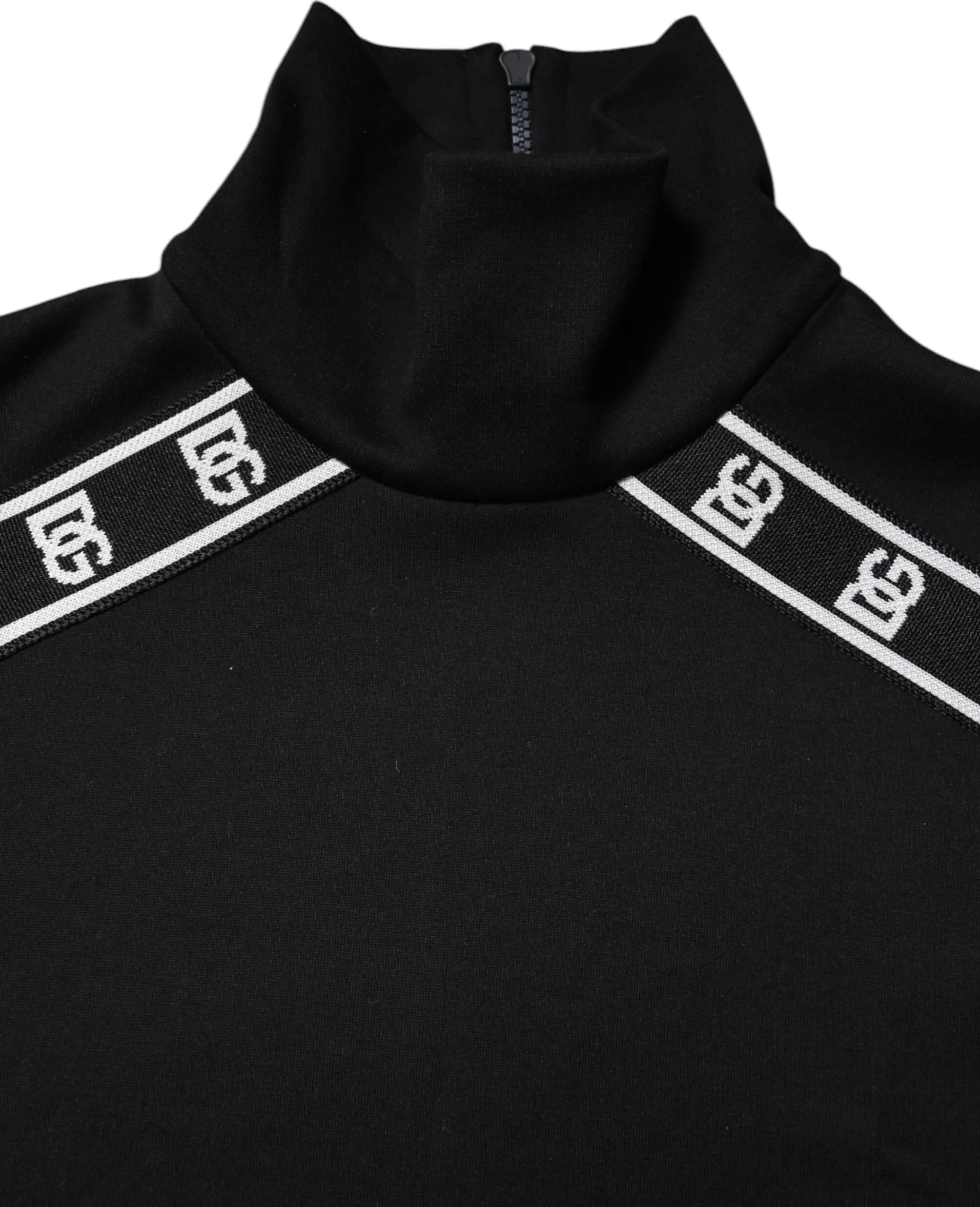 Black Cotton DG Print Turtleneck T-shirt Dolce & Gabbana