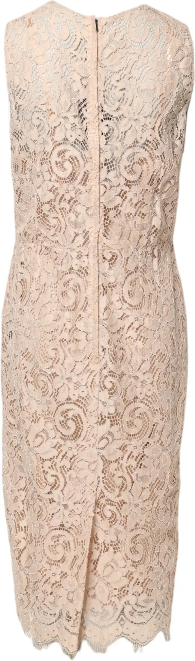 Beige Floral Lace Sleeveless Sheath Dress Dolce & Gabbana