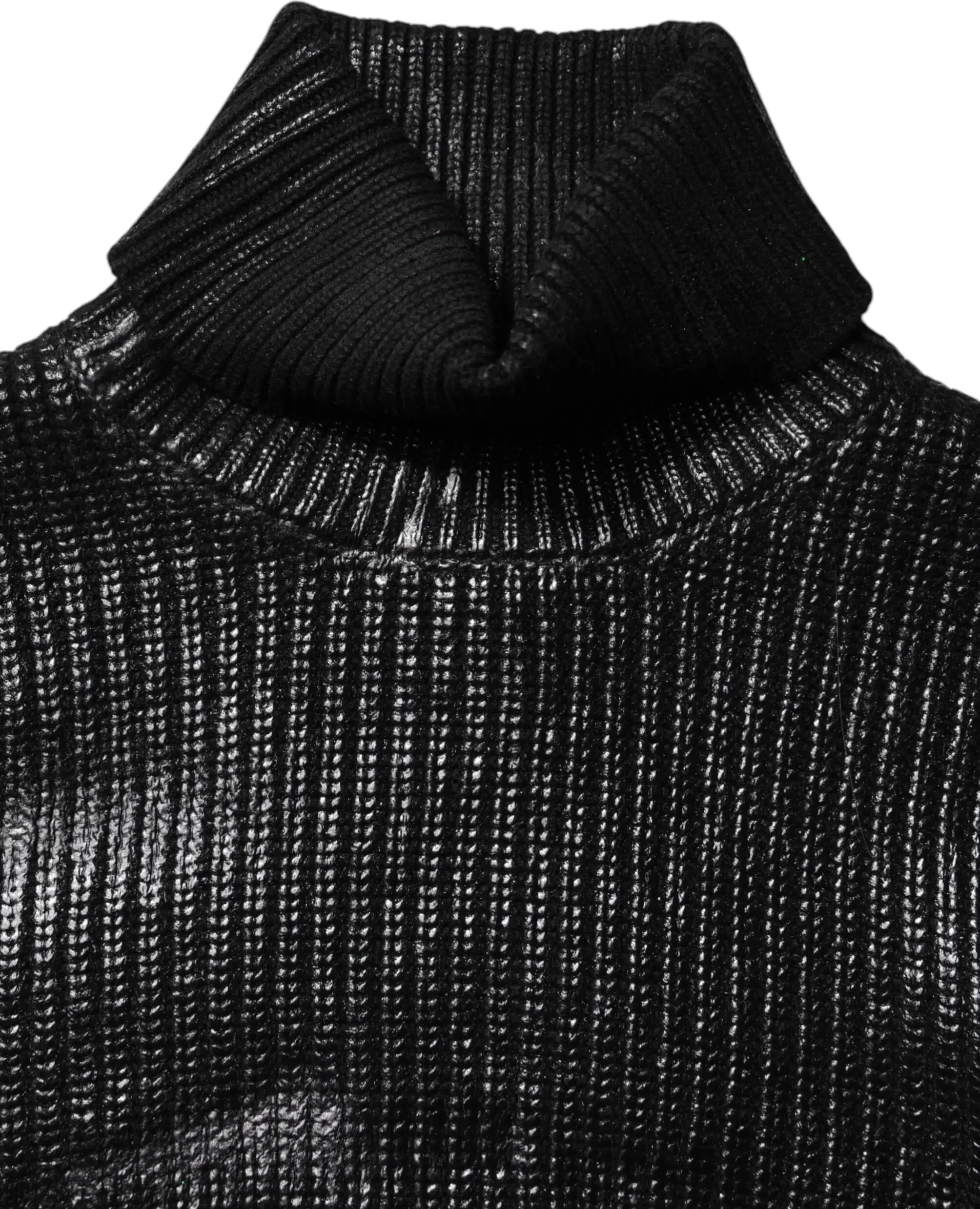 Qora jun uzun yengli turtleneck qisqartirilgan tepa Dolce & Gabbana