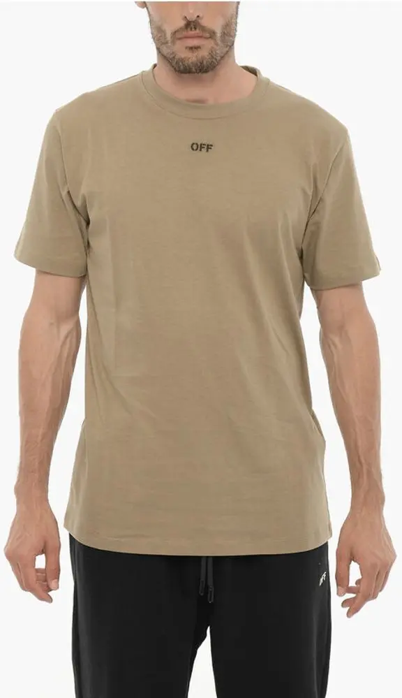 Slim Fit Crew-neck T-Shirt with Embroidered Logo Off-White