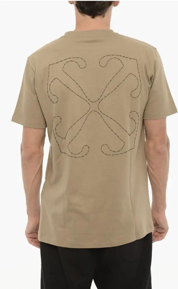 Slim Fit Crew-neck T-Shirt with Embroidered Logo Off-White
