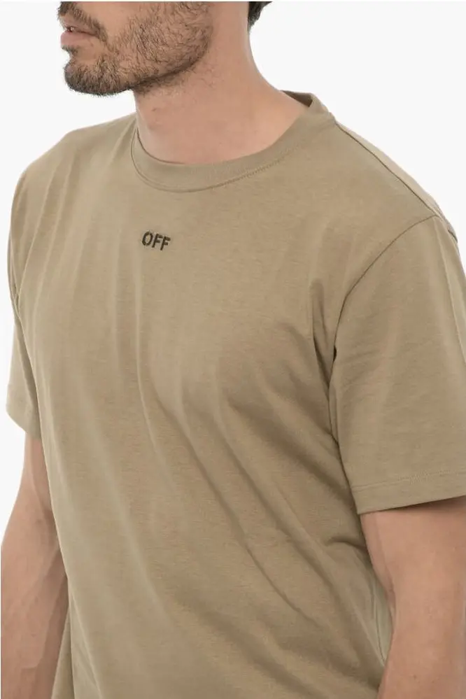 Slim Fit Crew-neck T-Shirt with Embroidered Logo Off-White