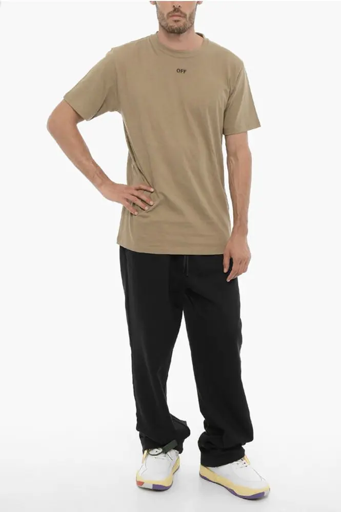 Slim Fit Crew-neck T-Shirt with Embroidered Logo Off-White
