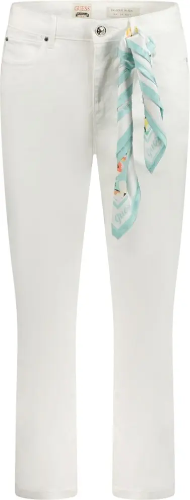 White Cotton Women Skinny Jean Guess Shoes