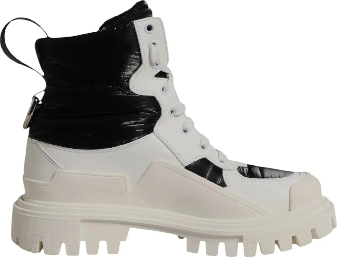 White Padded Mid Calf Lace Up Boots Shoes Dolce & Gabbana