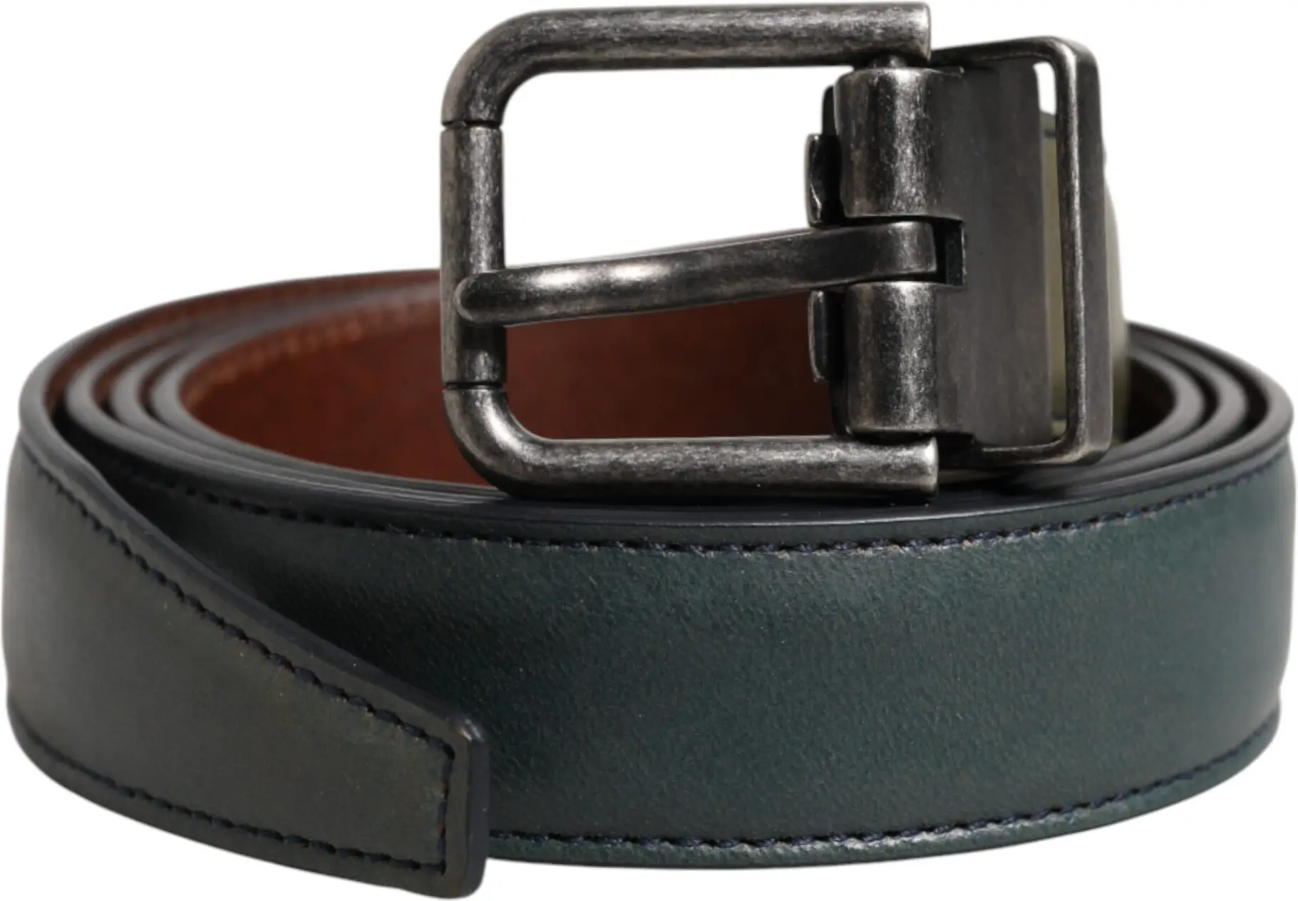 Belt Dolce & Gabbana Green Classic Leather Metal Buckle Belt