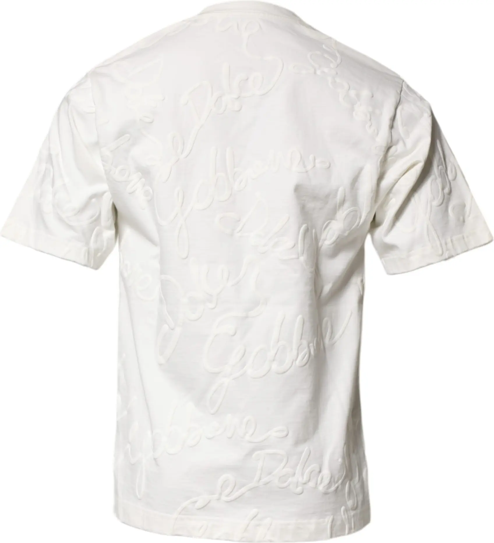 Dolce & Gabbana T-shirt Oq Paxta Logotipli Tekis Yengli Krujevka Bo'yinli Futbolka