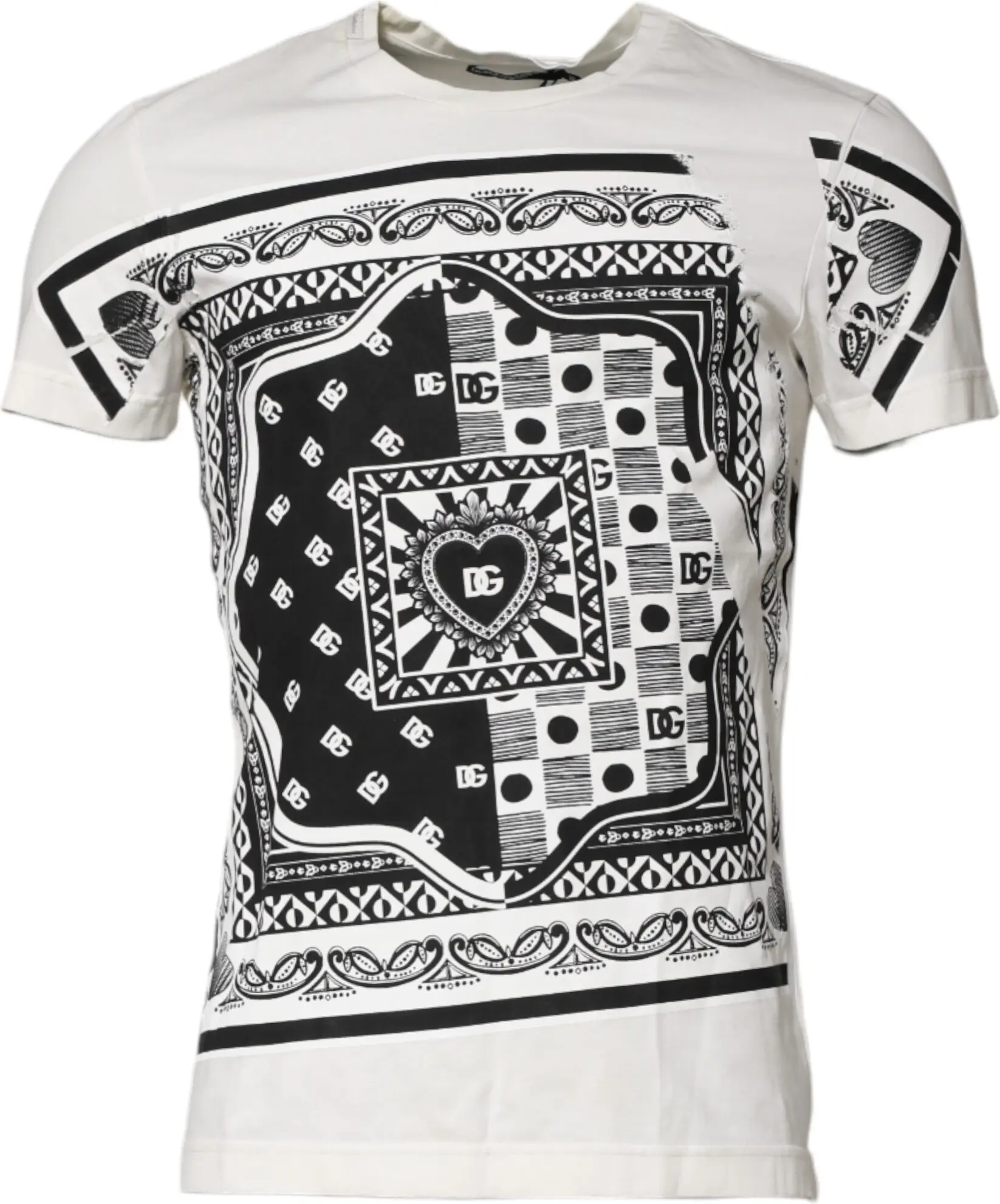 T-shirt Dolce & Gabbana White Cotton Logo Bandana Print