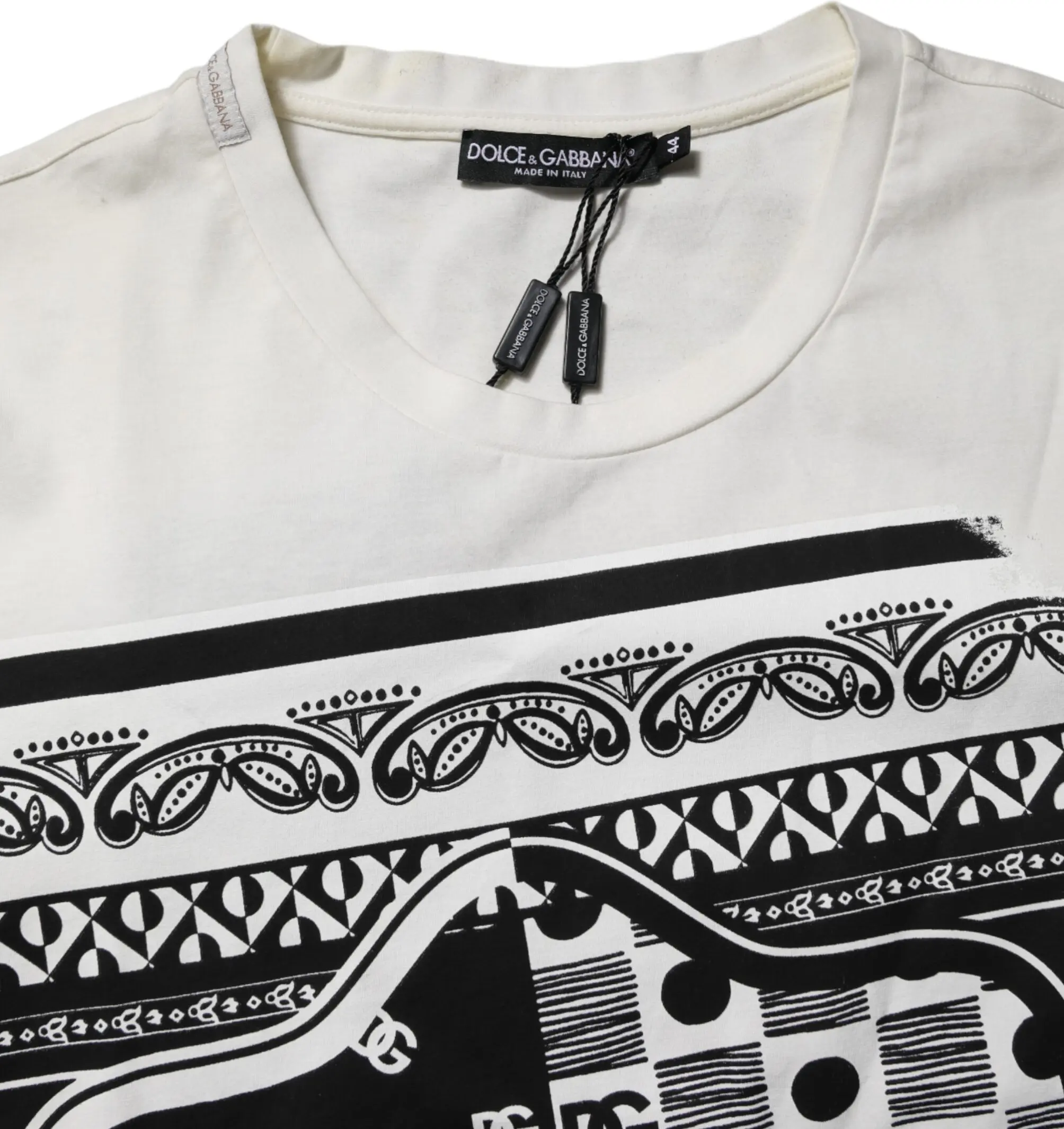 T-shirt Dolce & Gabbana White Cotton Logo Bandana Print