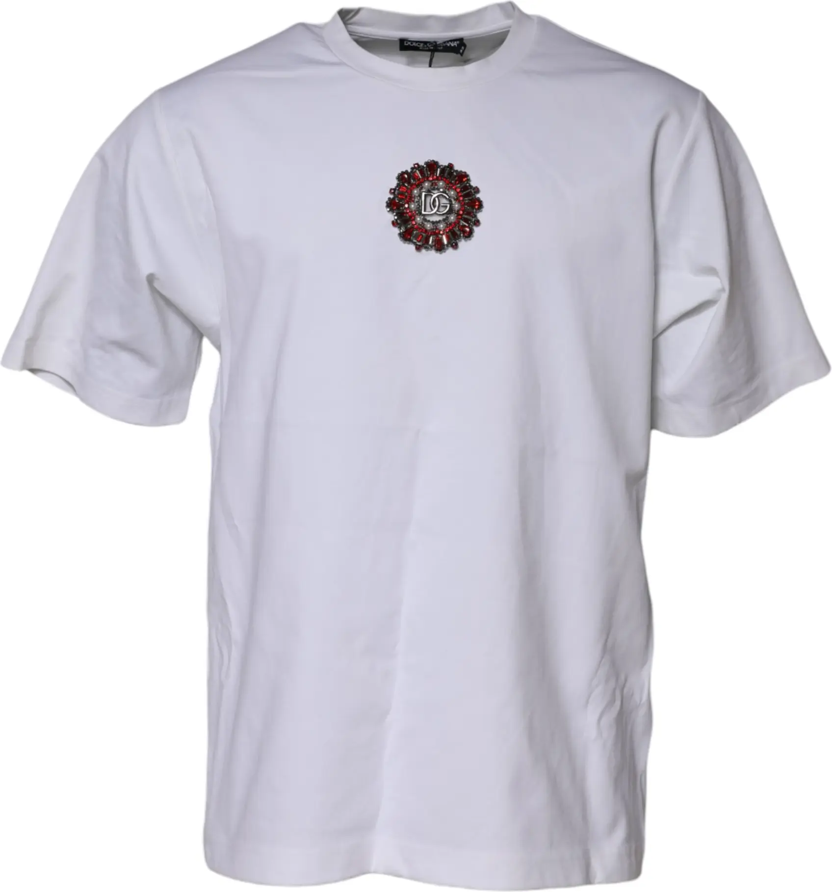 White Logo Embellish Short Sleeves T-shirt Dolce & Gabbana