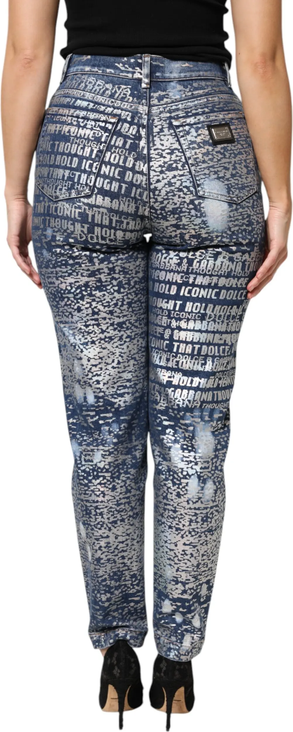 Dolce & Gabbana Moviy yuvilgan printli yengli jinsilar
