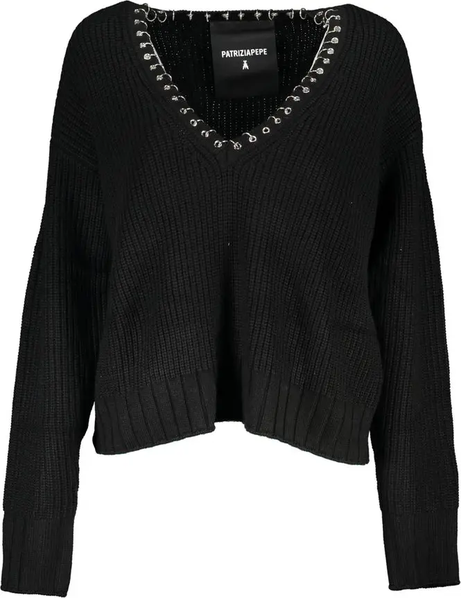 Jumper Patrizia Pepe Elegant Long Sleeved V-Neck Sweater with Chic Details