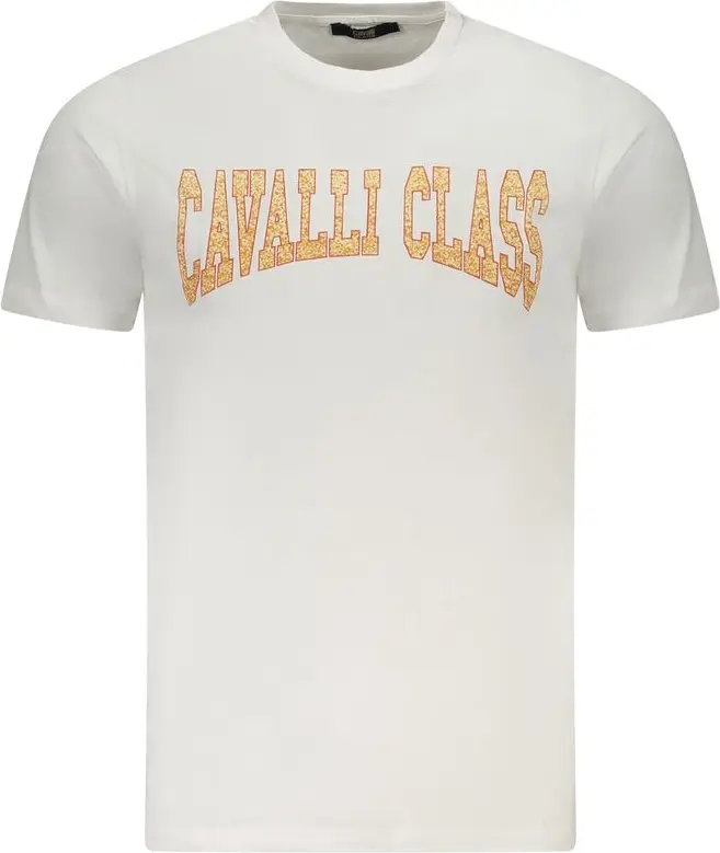 Белая хлопковая футболка Cavalli CLASS