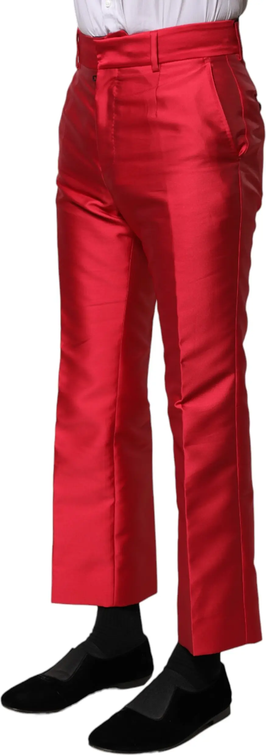 Red Polyester Cropped Dress Pants by Dolce & Gabbana