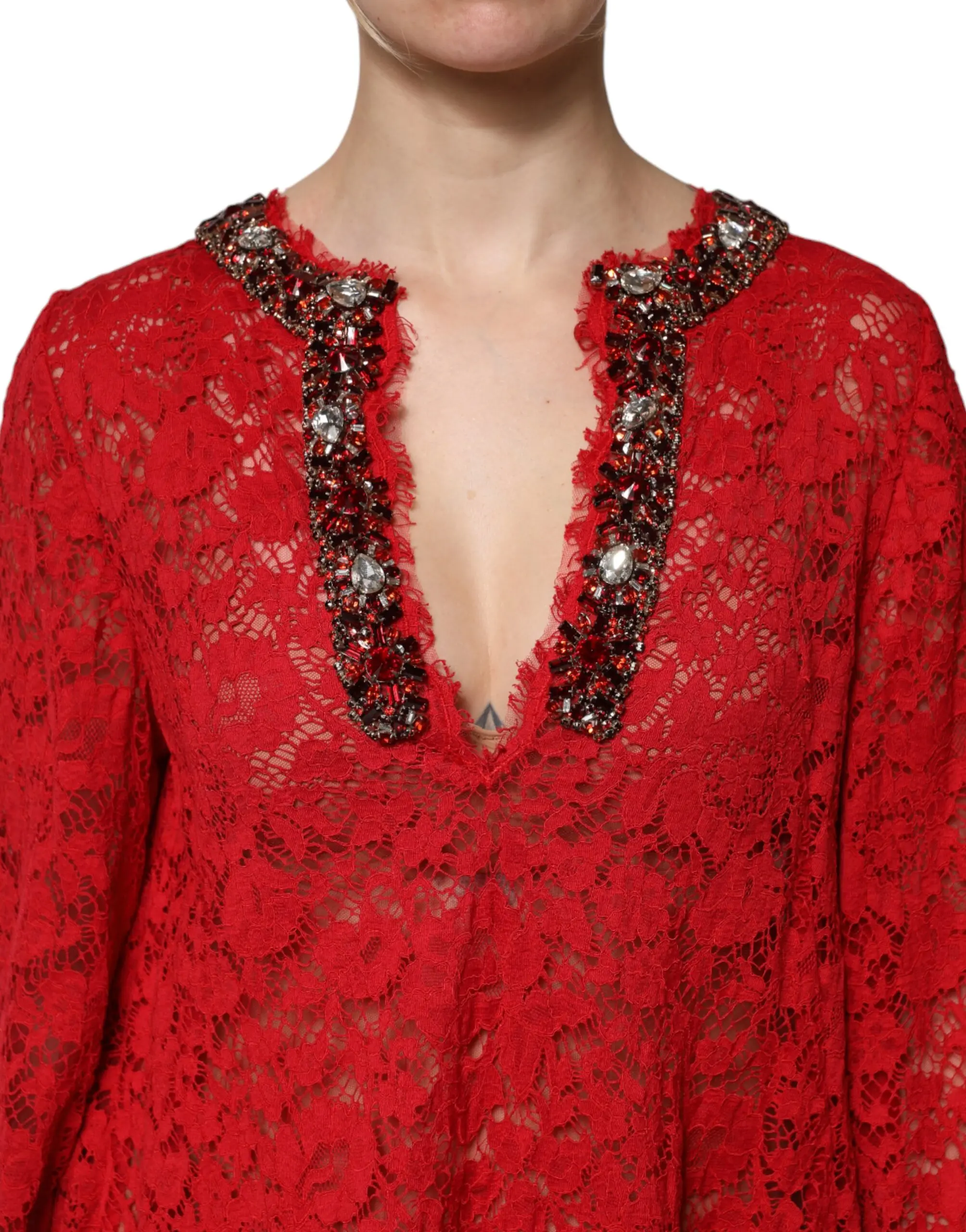 Dolce & Gabbana Qizil Gullar Nakışli Kiyim