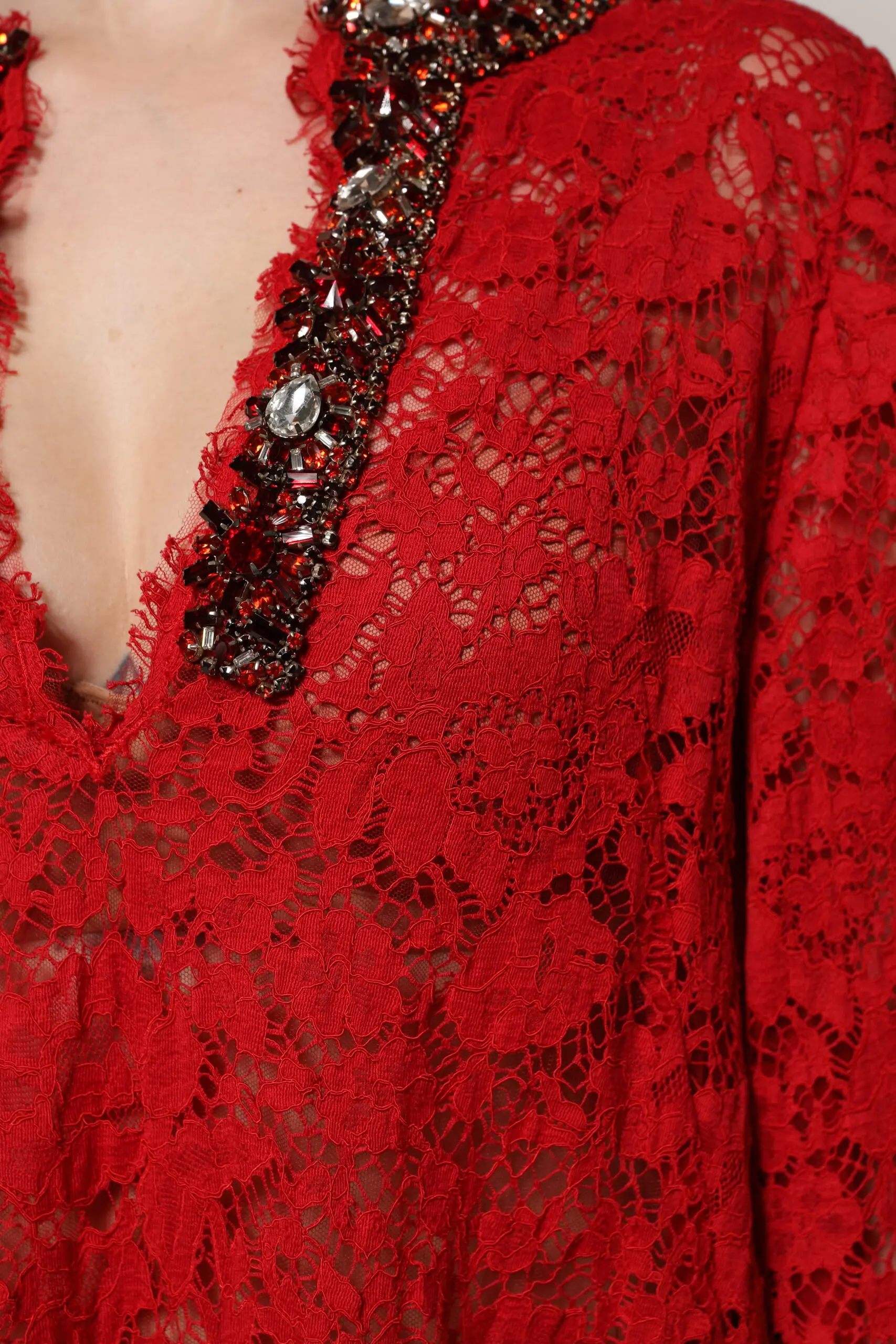 Dolce & Gabbana Qizil Gullar Nakışli Kiyim