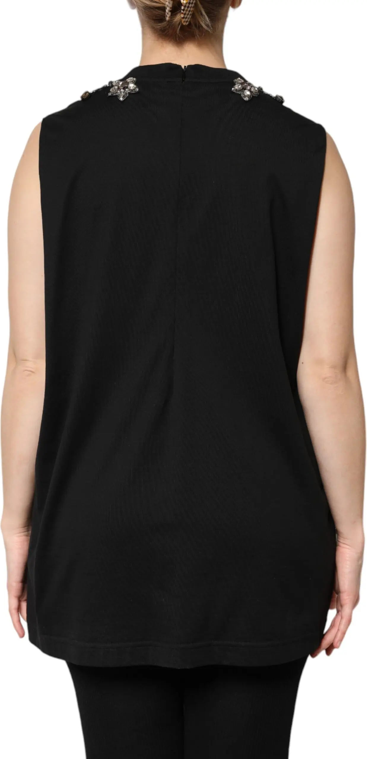 Dolce & Gabbana'dan qora paxtadan yasalgan rinestone bezakli tank to'p